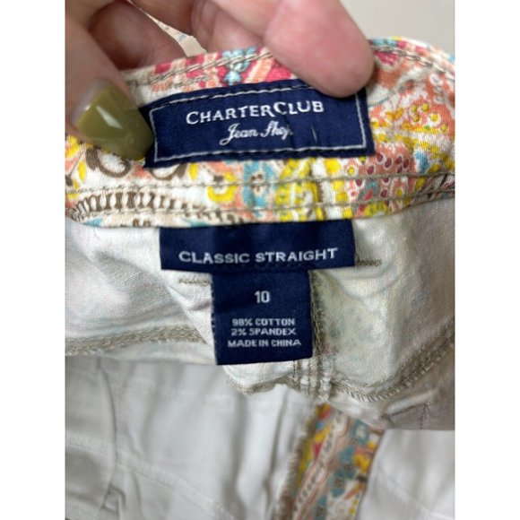 Charter Club Jean Shop Sz 10 (Actual 30x30) Classic Straight Paisley Pants NWT - Picture 11 of 11